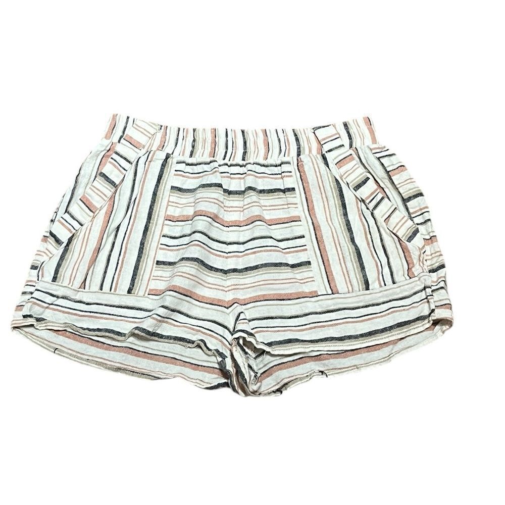 Hem & Thread‎ Striped Women's Linen Shorts, Size S